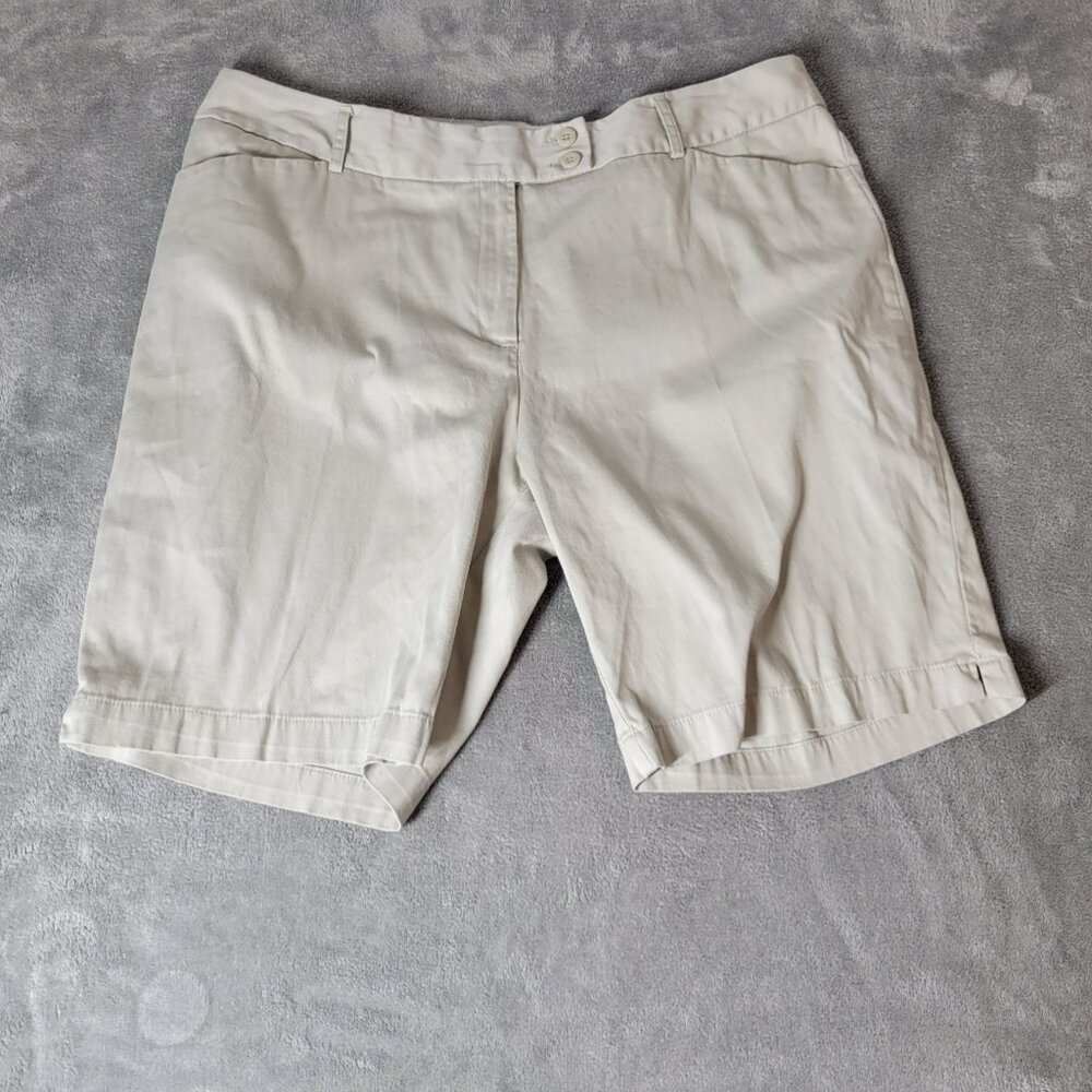 George Womens Shorts 18 Plus Beige Zip Fly London Fit Lightweight Casual B12E